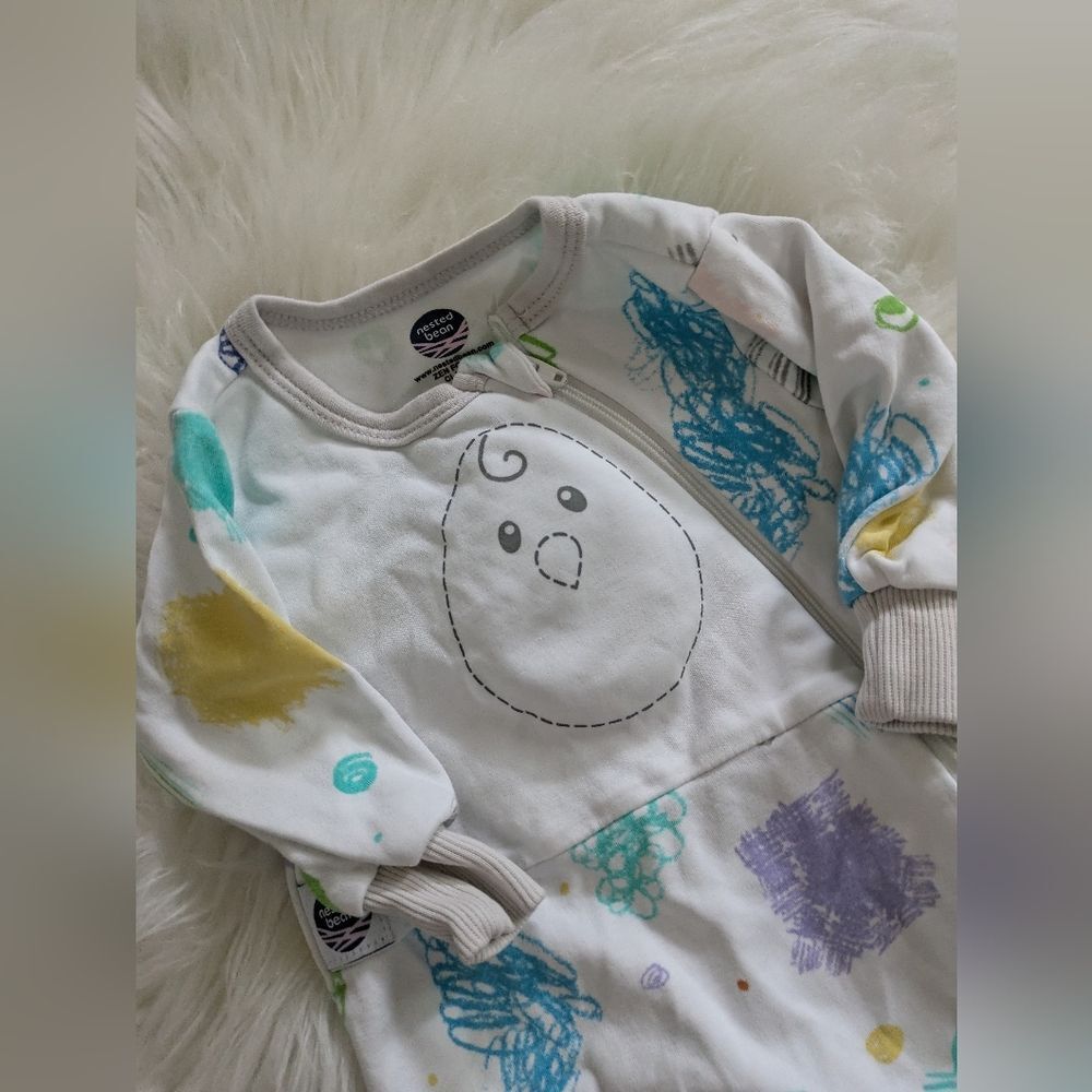 Nested Bean Zen Sleep Footie Multicolor One Piece Sleeper 3-6 Months S Small - Picture 2 of 4